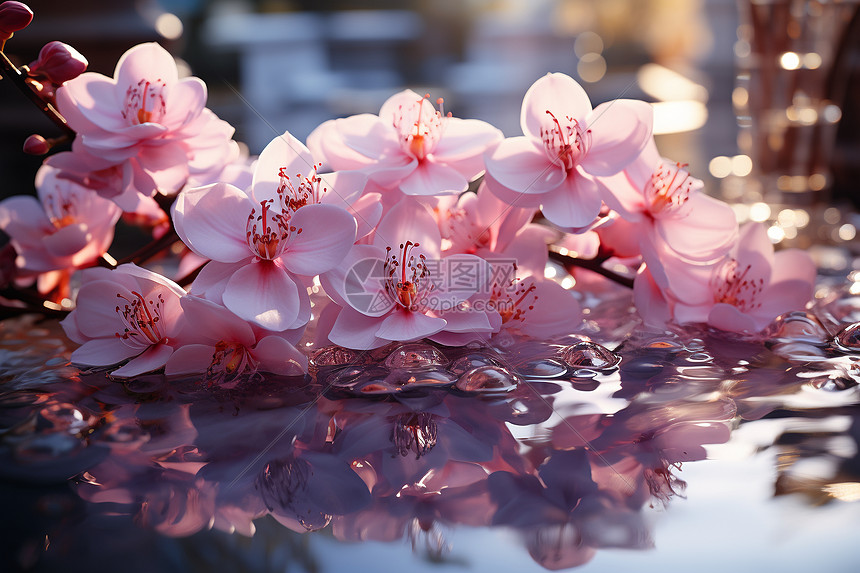 水面上的兰花图片