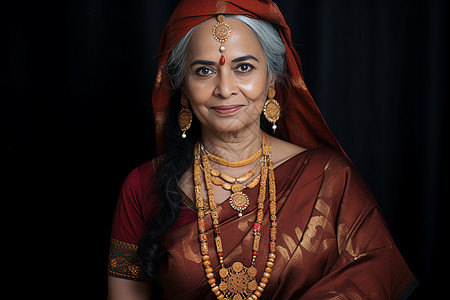 精美服饰的印度中年女子背景图片