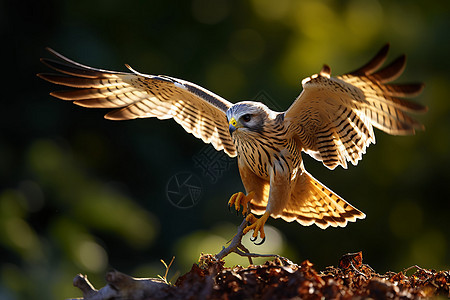 一只猎鹰展翅飞翔背景图片