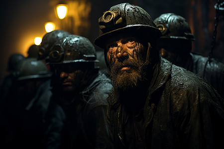 黑暗矿井下的工人图片