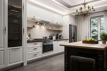 宽敞的现代化厨房背景图片
