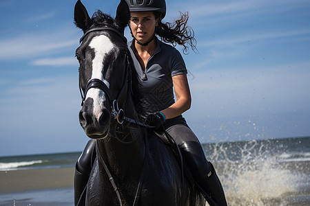 海水中骑马的女士图片