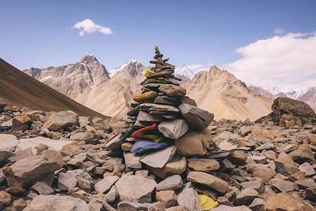 书桌插画山巅的石头堆背景