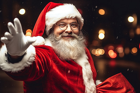 圣诞老人帽子扮成圣诞老人的男人背景