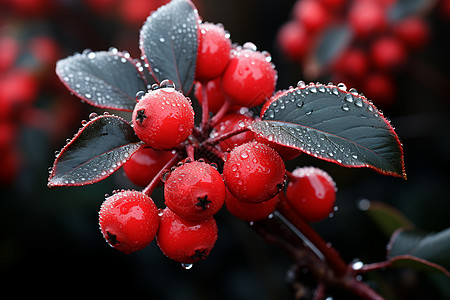 红浆果植物背景图片