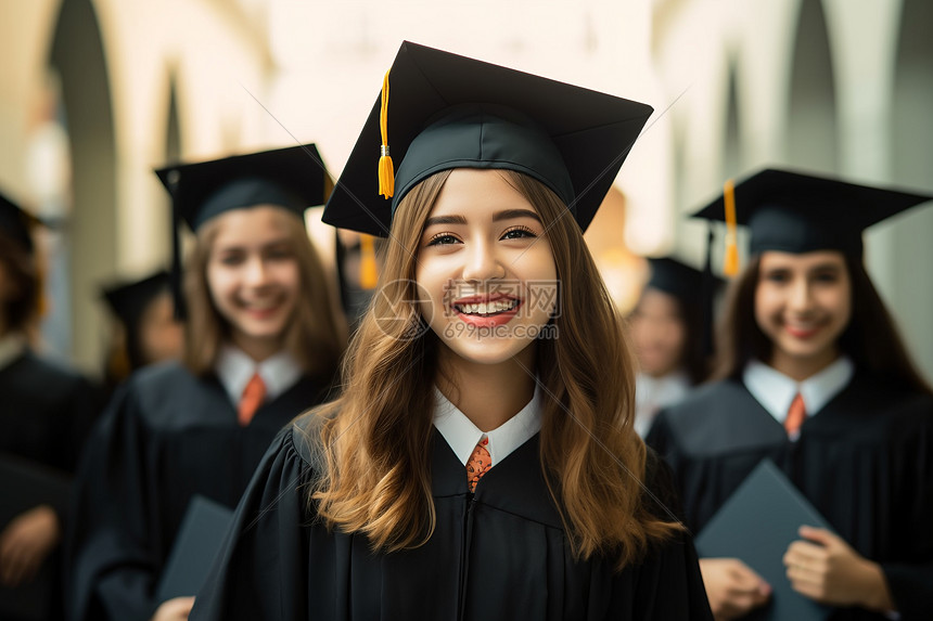 成功取得文凭的女大学生图片