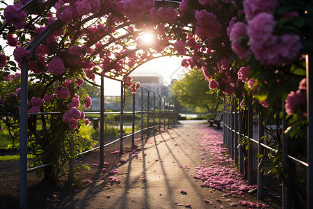 春日公园里的鲜花长廊图片