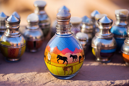 五彩斑斓的沙漠奇景瓶背景图片