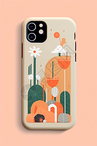 现代简约花卉手机壳背景背景图片