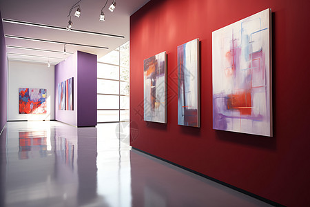 艺术展览馆内的作品展示大厅背景图片