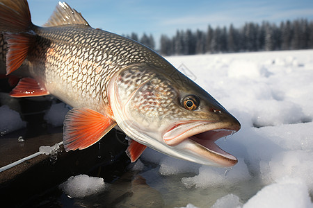 冬日捕鱼背景图片