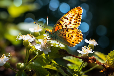 花朵上漂亮的蝴蝶背景图片
