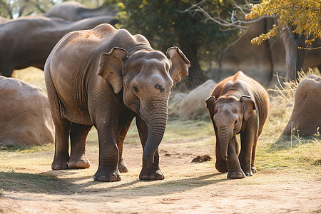 大象鼻子象妈妈和小象背景