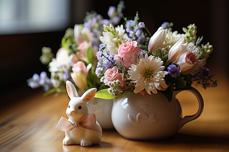 兔子与花束图片