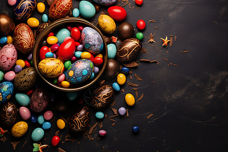 五彩斑斓的巧克力彩蛋图片