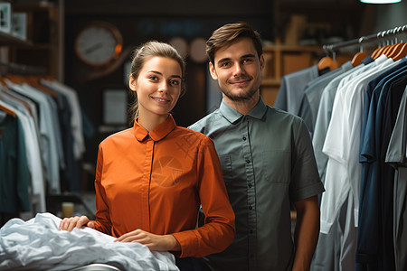 服装店中时尚的男女图片