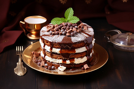 经典巧克力蛋糕背景图片