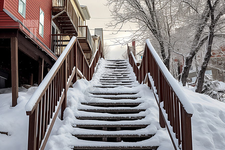 冬日红楼与雪景图片
