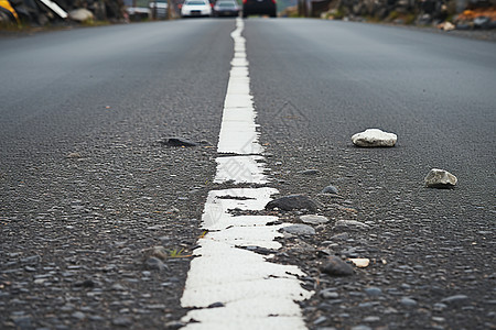 岩石散落在道路边图片