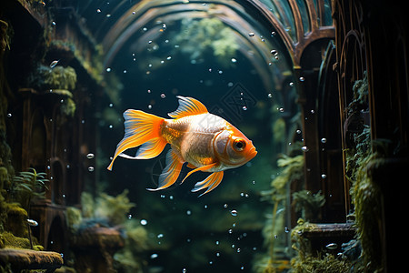水族馆中的一只金鱼图片