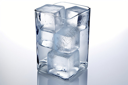 一杯水中的冰块图片