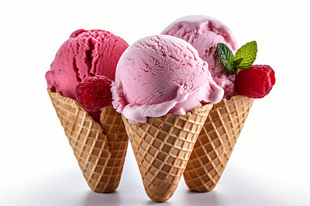 三个冰淇淋圆筒图片