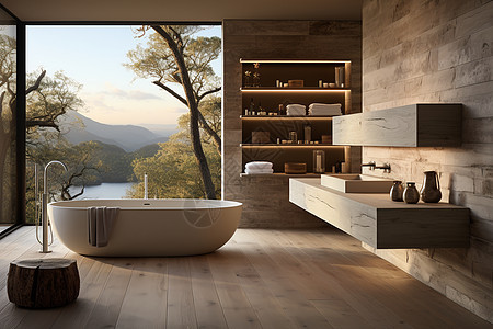 极简现代浴室家居场景图片