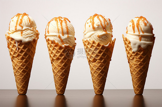 清凉夏日的冰淇淋甜筒图片