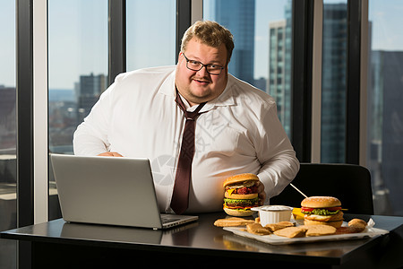 吃成胖子的男人背景图片