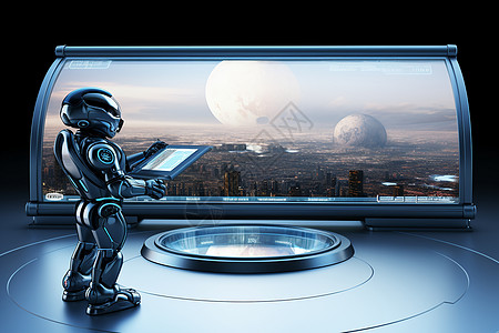 未来科技中的机器人背景图片