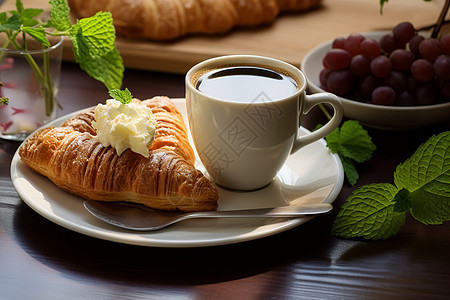 早晨甜点与咖啡之美图片