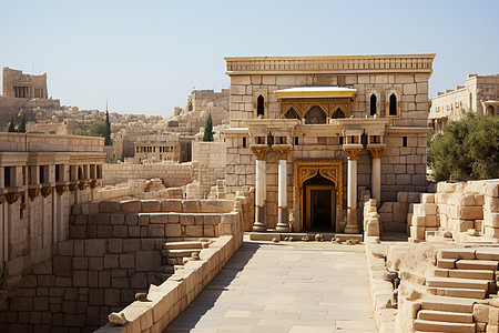 城墙和圣殿背景图片