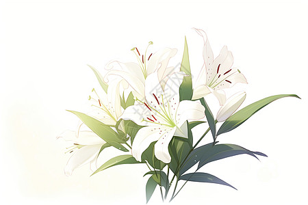 优雅的白百合花束图片