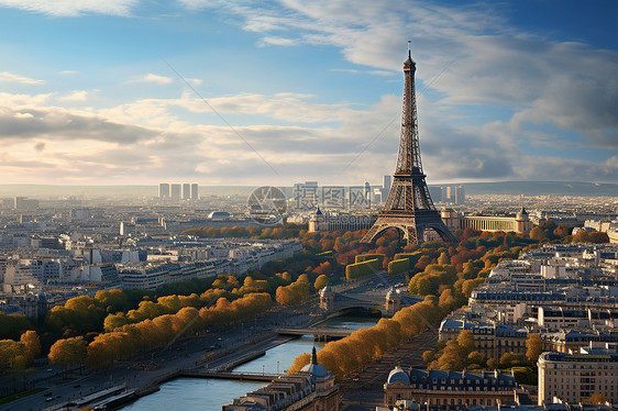 雄伟的巴黎铁塔图片
