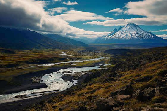 蓝天下的火山谷图片