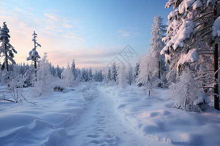 冬季森林中的道路图片