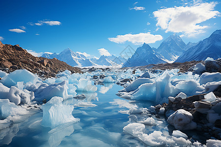 北极冰川慢慢融化的冰川背景