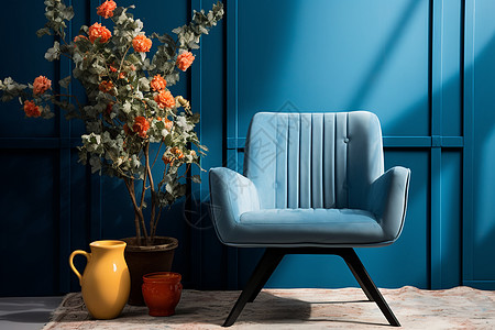 室内蓝色椅子背景图片