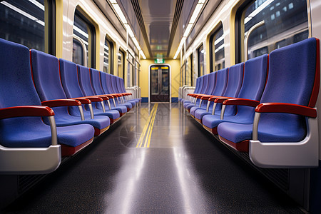 火车中的蓝色座位背景图片