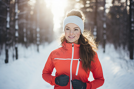 冬日健康女跑者图片