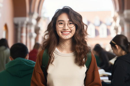 洋溢着笑容的大学生背景图片