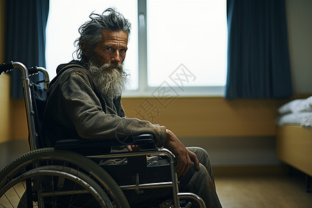被轮椅束缚的老人图片