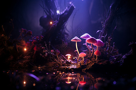 奇幻森林里的蘑菇图片