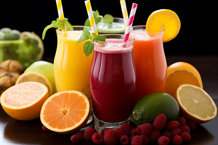 健康饮食的水果汁背景图片
