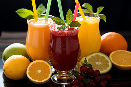 美味健康的水果汁背景图片