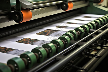 切割印刷和织带的机械高清图片