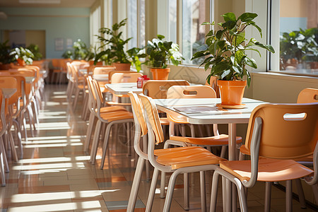 现代自助式的校园餐厅图片