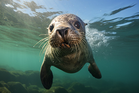 野生的海狮水生生物图片