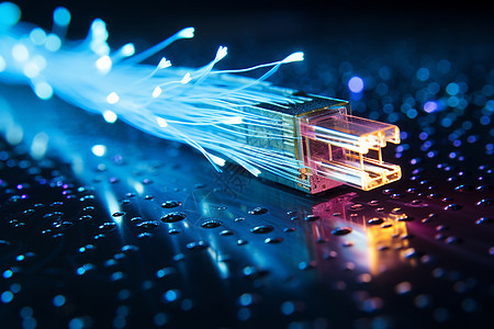 互联网连接的光纤端口图片