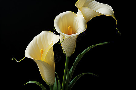 三朵白色花卉图片